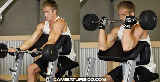 Curl Scott con barra Z
