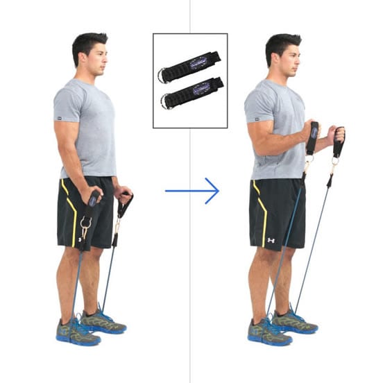 Curl martillo con bandas elásticas