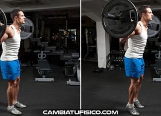 Elevación de gemelos de pie con barra