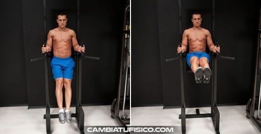 Elevaciones de piernas en paralelas