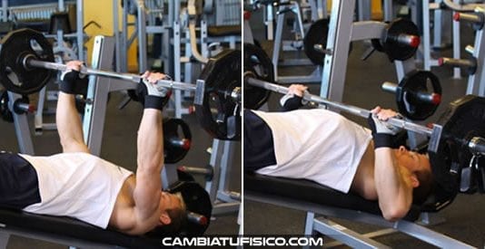 Press declinado con barra